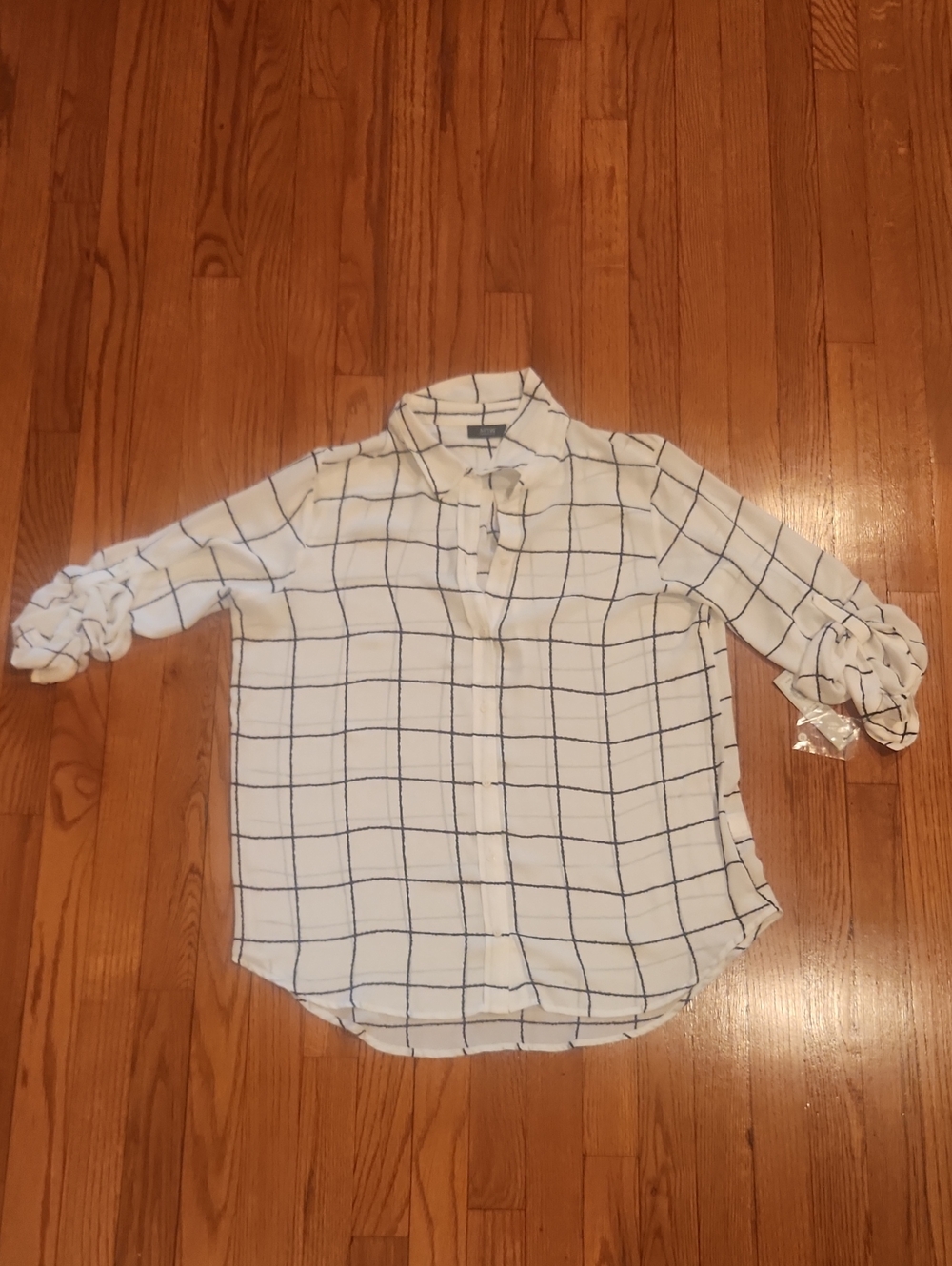 Apt. 9 White Windowpane Button-Up Blouse